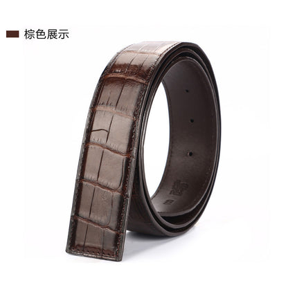 Crocodile skin belly skin without buckle men's belt genuine leather without splicing business casual plate buckle needle buckle men belt without buckle 