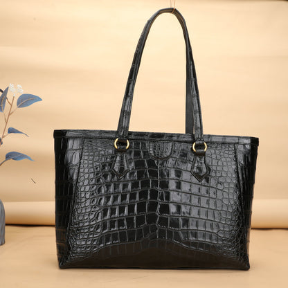 Big ladies bag crocodile skin bag genuine leather bag fashion large capacity armpit bag shoulder bag