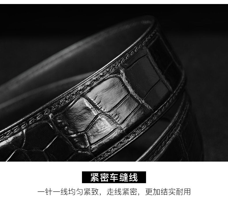 Men's Belt Siamese Crocodile Skin Genuine Leather Automatic Buckle Casual Men's Belt 