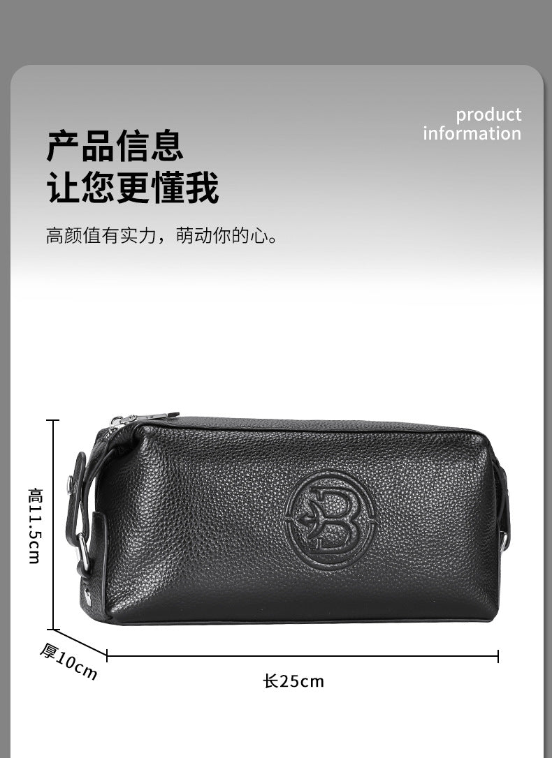 Men's Clutch Bag Large Capacity Cowhide Genuine Leather Business Fashion Handbag for Men 