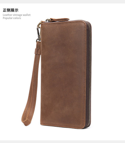 Men's Wallet Genuine Cow Leather Wallet Fashion Large Capacity Clutch Bag for Men 