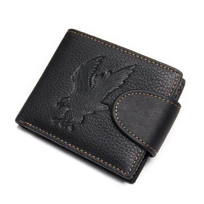 Men's short wallet genuine cowhide leather hawk unique fashion card bag wallet for men 