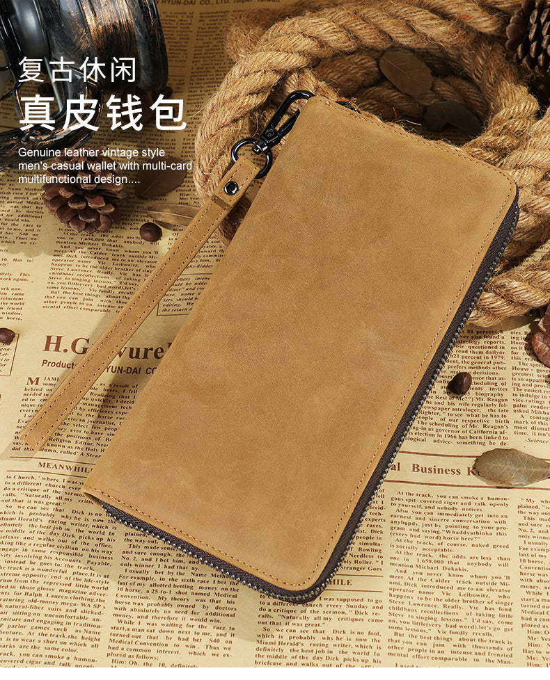 Men's long wallet wrist bag made of genuine cowhide leather high quality clutch bag men's wallet 