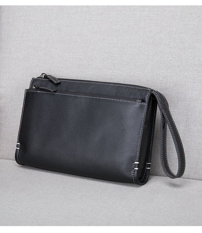 Men's clutch bag Genuine cowhide leather large capacity business casual men's handbag 