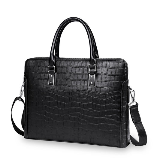 Men's Briefcase Handbag Cowhide Genuine Leather Computer Bag Business Large Capacity Fashion Crocodile Crest Handbag for Men 