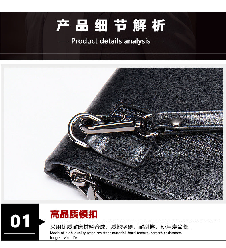 Men's wallet clutch bag made of cowhide genuine leather Korean fashion business soft leather large capacity wrist bag 