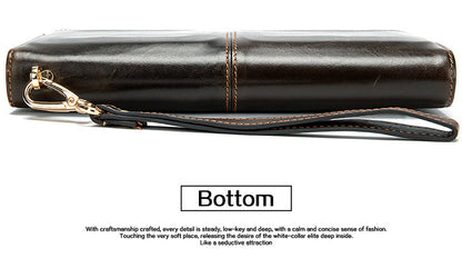 Men's long wallet cowhide clutch bag business wallet for men 