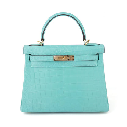 Hand-stitched wax thread ladies bag matte crocodile leather women bag fashion handbag Kelly bag