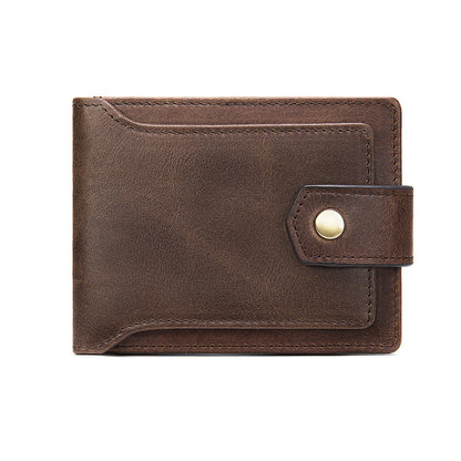 Men's short wallet genuine cowhide leather retro rfid card bag men's wallet