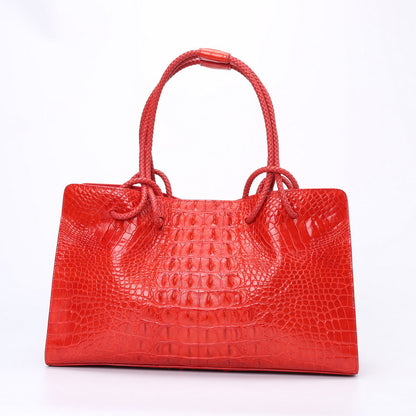 Crocodile skin women bag genuine leather bag lace women's handbag European and American fashion large bag women 40L size