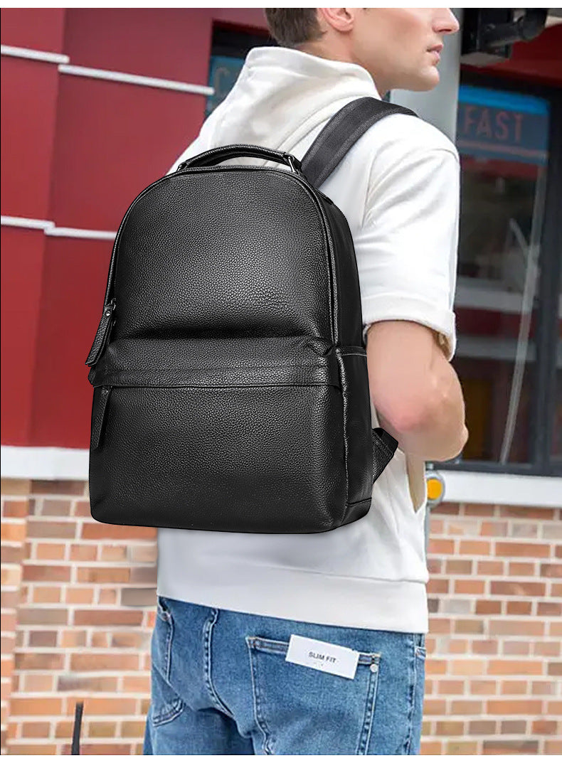 Men's backpack cowhide genuine leather high quality casual travel backpack 