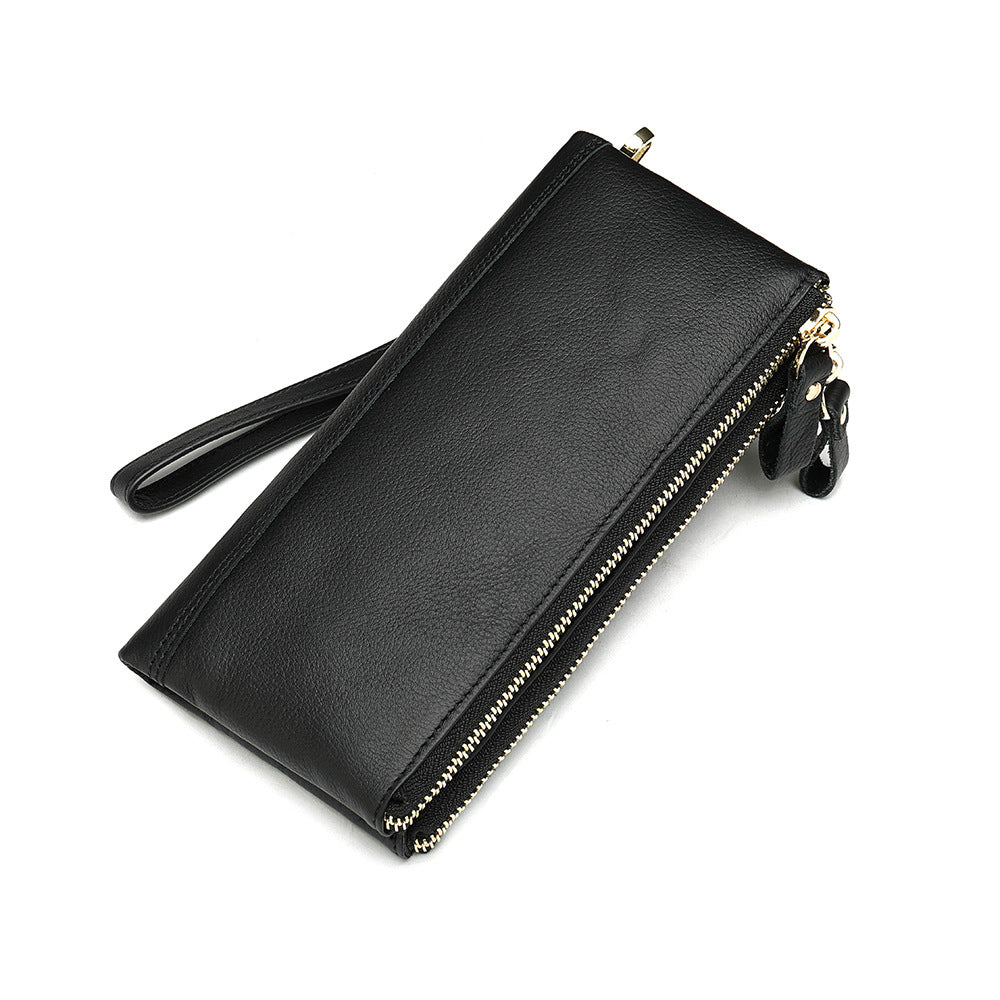 Men's long wallet made of genuine cowhide leather OL commuting large capacity zipper clutch bag 