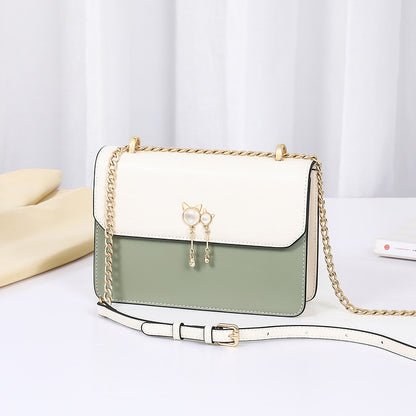 Women's Bag Luxury Shoulder Bag Pearl Chain Genuine Leather Fashion Shoulder Bag.Pochette