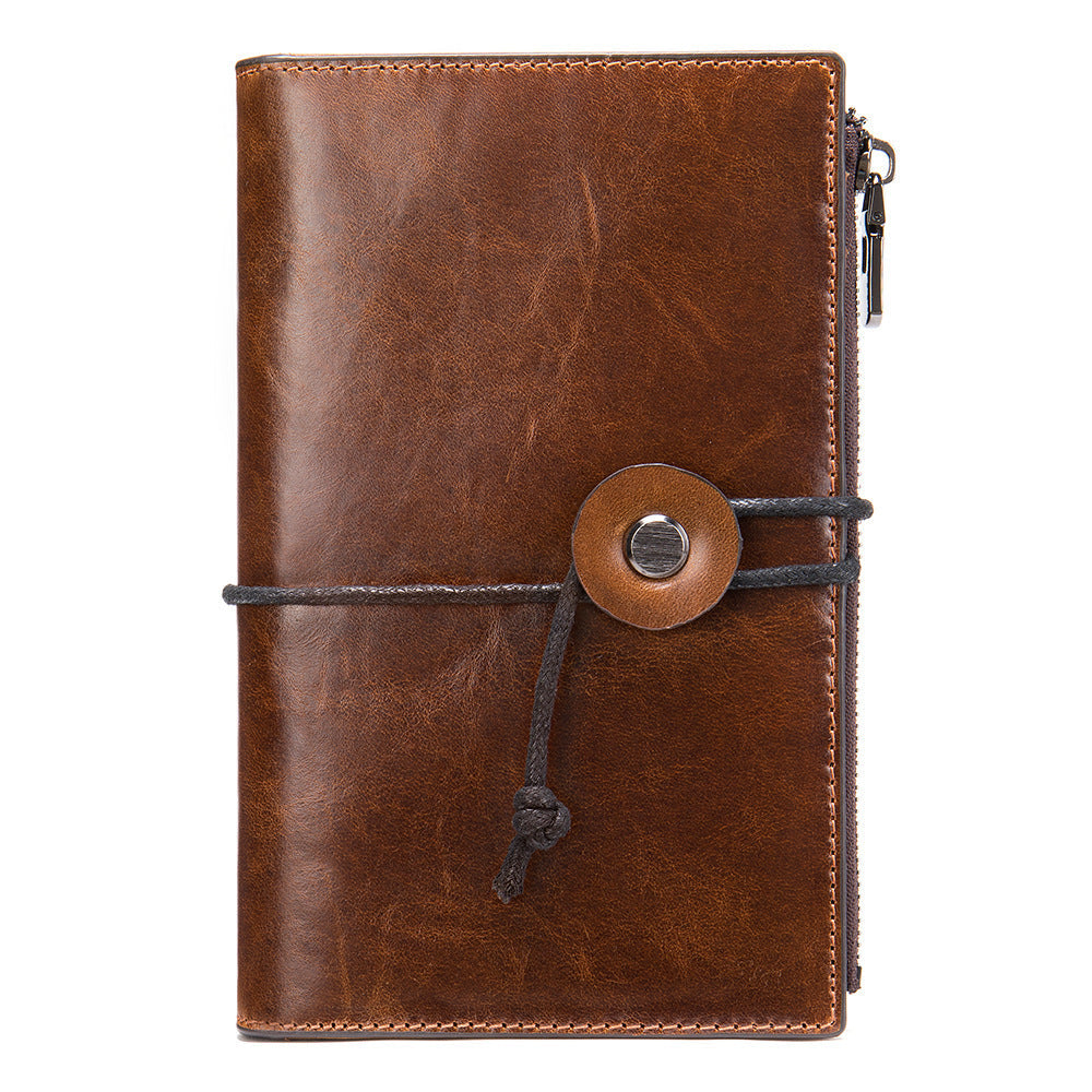 Men's Wallet Made of Genuine Cow Leather Retro Unique Fashion Card Holder Earphone Code Card Pocket 