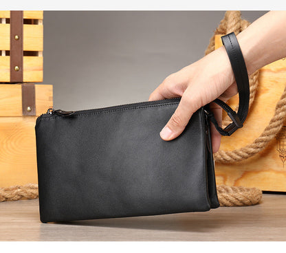 Men's clutch bag Genuine cowhide leather large capacity business casual men's handbag 