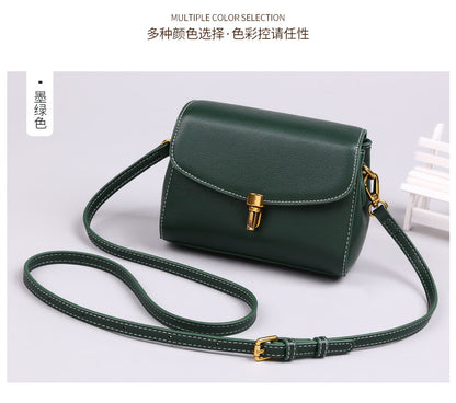 Genuine leather women's fashion simple crossbody bag trumpet bag cowhide shoulder bag.Pochette