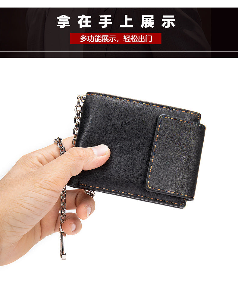 Men's short wallet genuine cowhide leather retro multifunctional men's wallet 