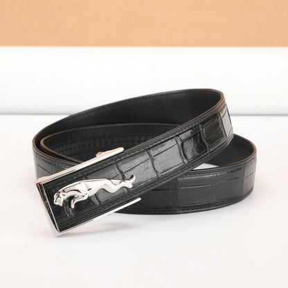 Men's Belt Siamese Crocodile Skin Genuine Leather Automatic Buckle Casual Men's Belt 