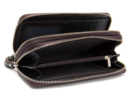 Men's long wallet double zipper card bag coin purse card holder business wallet for men 