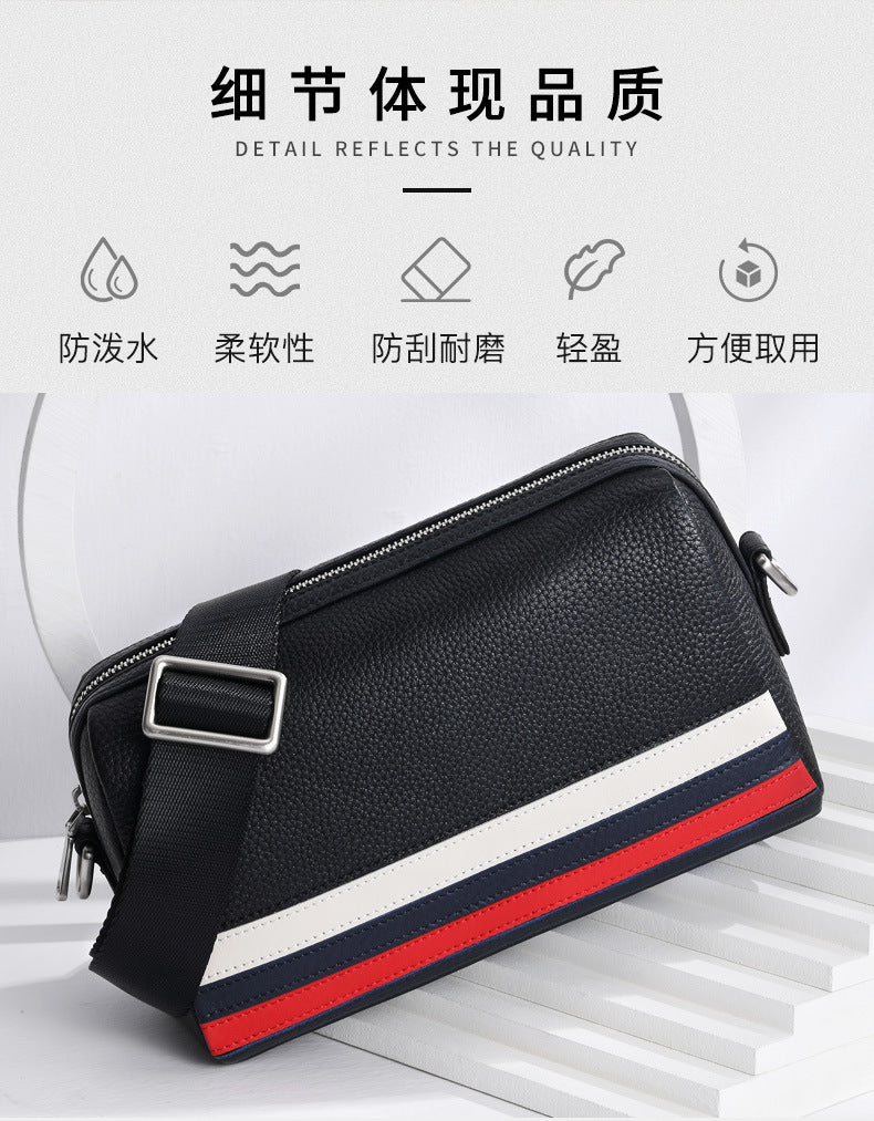 Men's Shoulder Bag Made of Cowhide Genuine Leather Large Capacity Business Casual Fashion Crossbody Bag 