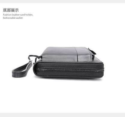 Men's wallet genuine cowhide leather clutch bag large capacity card holder wrist bag for men 