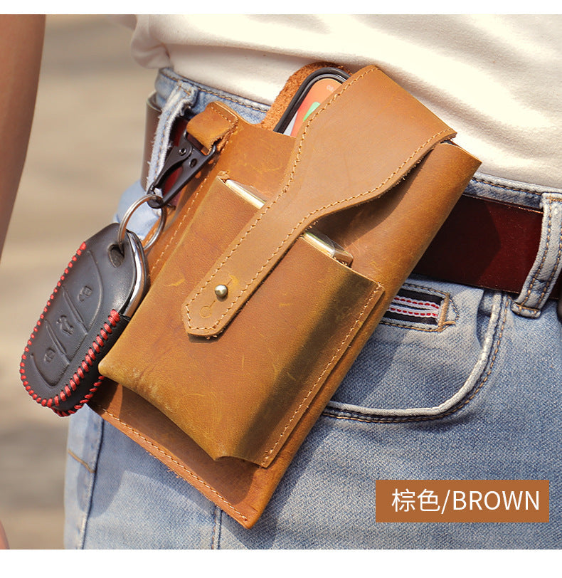 Men's waist bag cowhide sports lock bag for men 