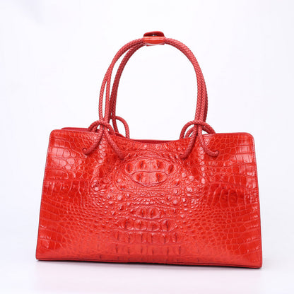 Crocodile skin women bag genuine leather bag lace women's handbag European and American fashion large bag women 40L size