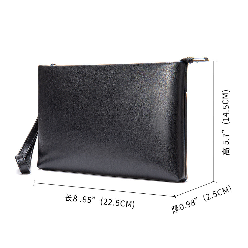 Men's wallet clutch bag made of cowhide genuine leather Korean fashion business soft leather large capacity wrist bag 