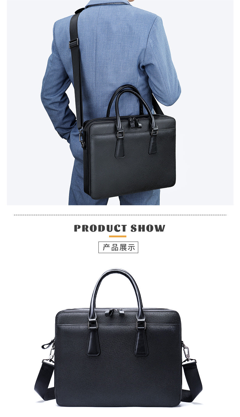 Men's handbag genuine cowhide leather office business commuting men's computer bag handbag 