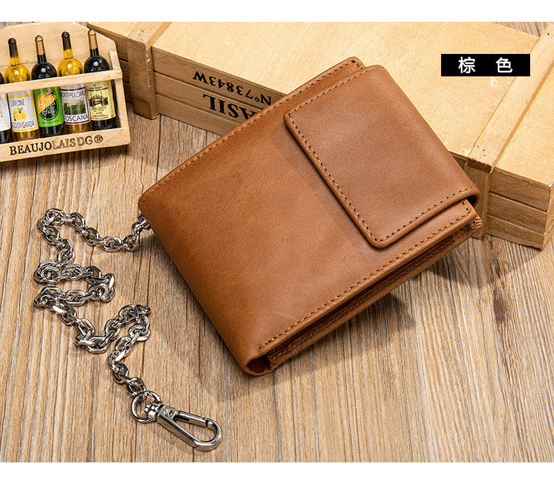 Men's short wallet genuine cowhide leather retro multifunctional men's wallet 