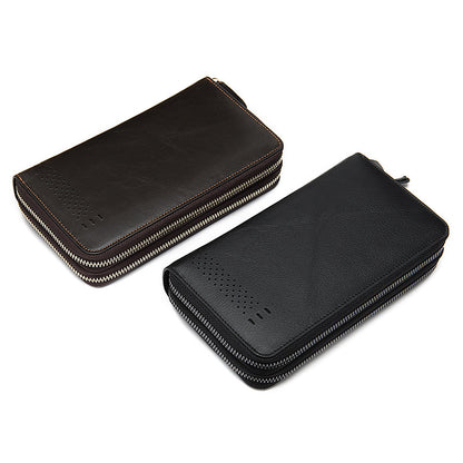 Men's long wallet made of genuine cowhide leather Korean fashion business clutch bag men's wallet card bag 