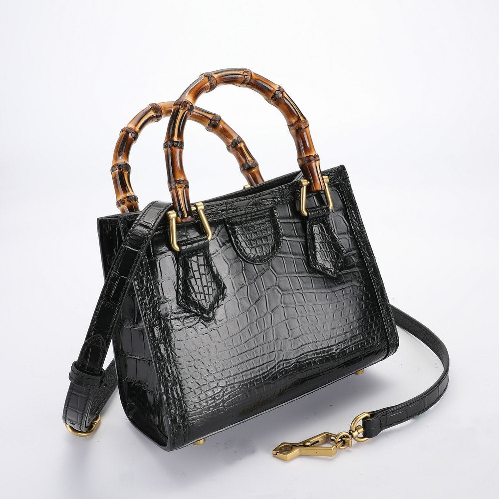 Women's Shoulder Bag Leather Tote Bag Siamese Crocodile Leather Genuine Leather Goes with Anything