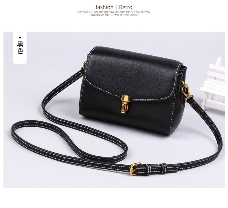 Genuine leather women's fashion simple crossbody bag trumpet bag cowhide shoulder bag.Pochette