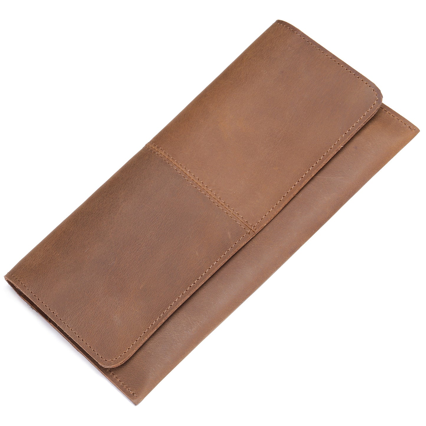 Men's long wallet, genuine cowhide leather, zipper, thin business card holder, wallet for men 