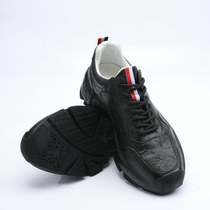 2023 New Ostrich Skin Men's Shoes Genuine Leather Luxury Fashion Casual Sports Shoes 