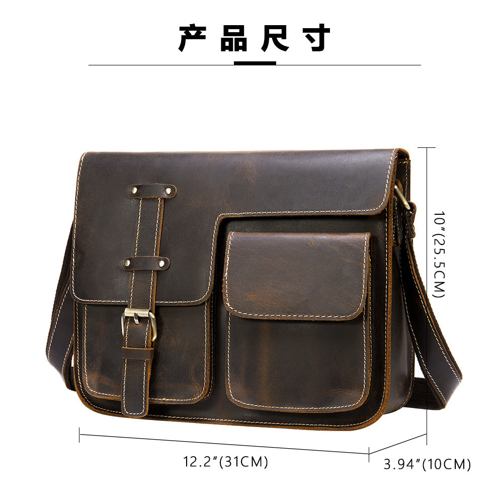 Men's Shoulder Bag Made of Genuine Cowhide Leather High Quality Vintage Large Capacity Men's Crossbody Bag Briefcase 