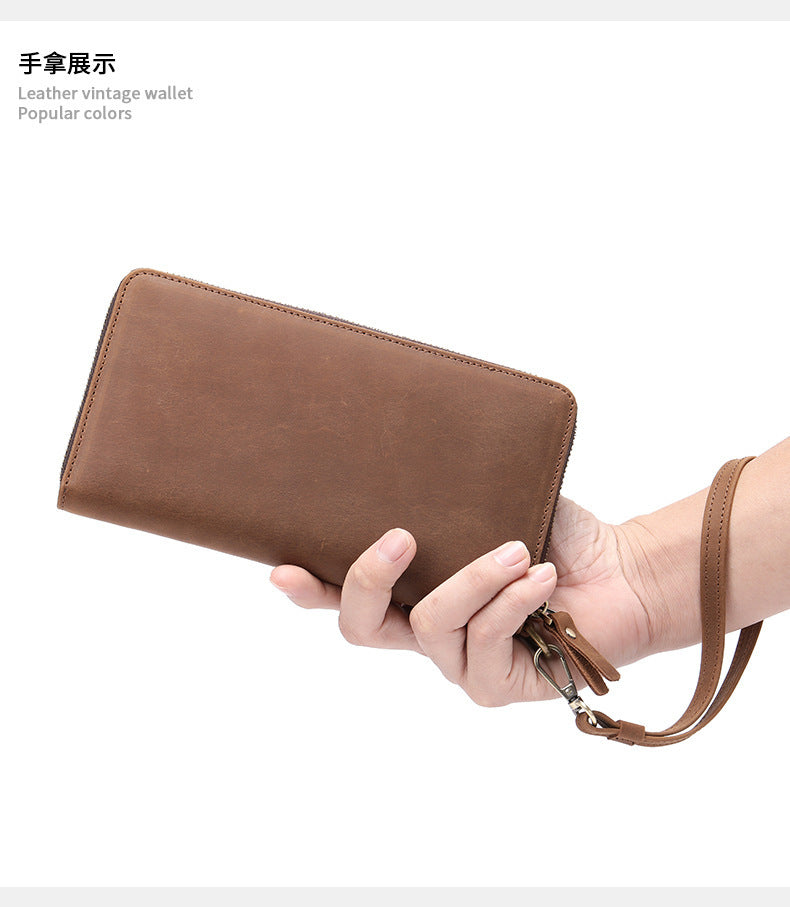 Men's Wallet Genuine Cow Leather Wallet Fashion Large Capacity Clutch Bag for Men 