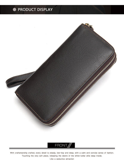 Men's long wallet double zipper card bag coin purse card holder business wallet for men 