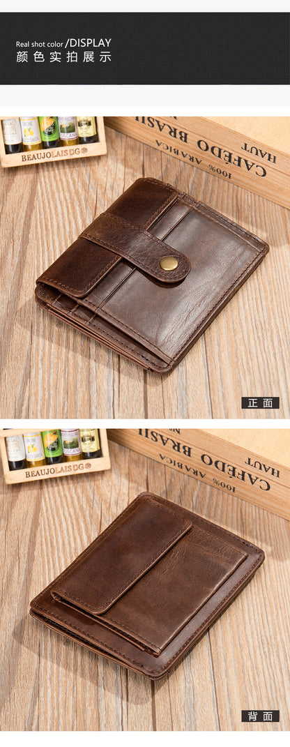 Men's Wallet Genuine Cow Leather Large Capacity Card Bag Retro Card Holder Men's Wallet 