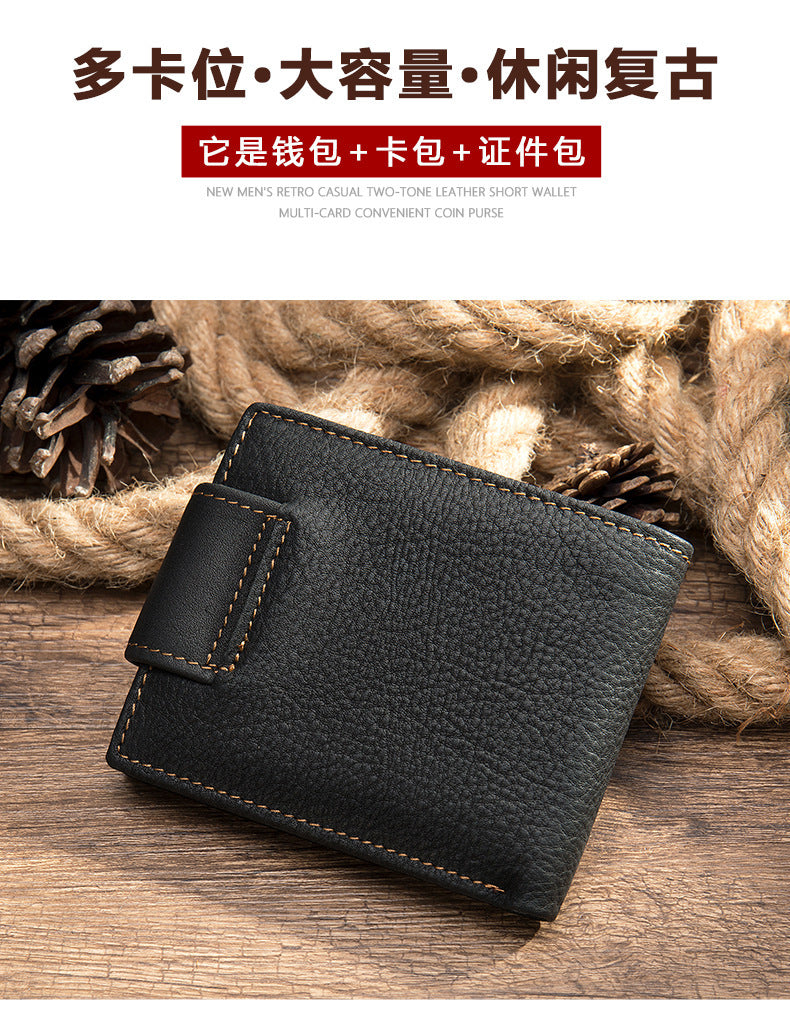 Men's short wallet genuine cowhide leather hawk unique fashion card bag wallet for men 