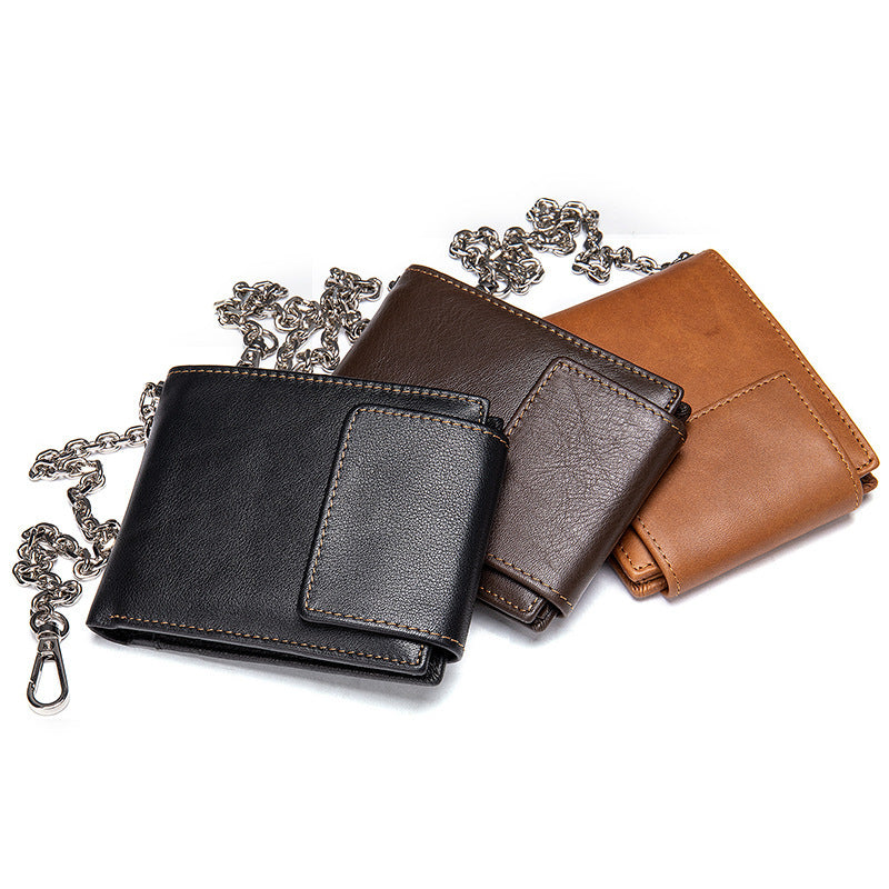 Men's short wallet genuine cowhide leather retro multifunctional men's wallet 