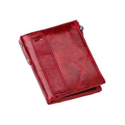 Men's short wallet, genuine cowhide leather, fashion clutch bag, RFID anti-theft coin purse, multi-functional men's wallet 