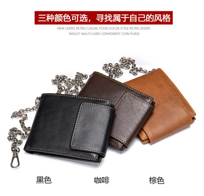 Men's short wallet genuine cowhide leather retro multifunctional men's wallet 