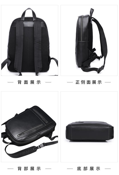 Men's backpack made of genuine cowhide leather, large capacity, multi-functional, business casual, fashion, computer bag 