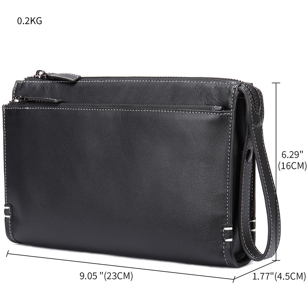 Men's clutch bag Genuine cowhide leather large capacity business casual men's handbag 