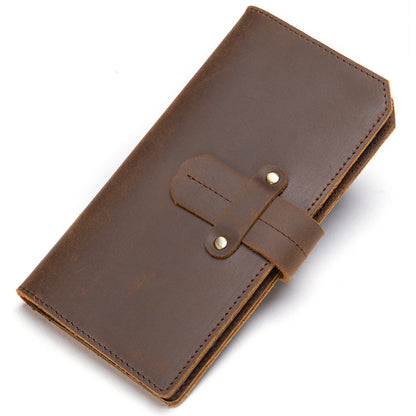 Men's long wallet made of cowhide genuine leather RFID anti-theft brush large capacity card bag for men 