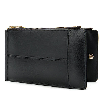 Men's long wallet made of genuine cowhide leather large capacity clutch bag Korean fashion unique zipper men's wallet 