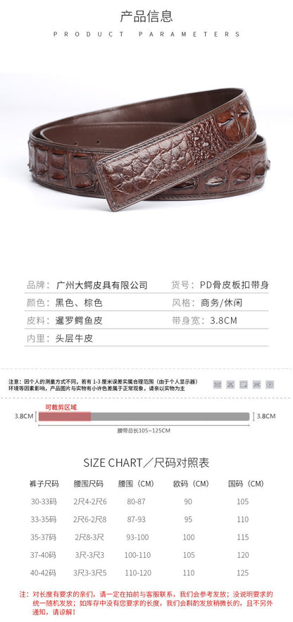 Taiwan Crocodile Skin Osteoderm Men's Belt Genuine Leather No Pieces Smooth Buckle Men Belt No Buckle 