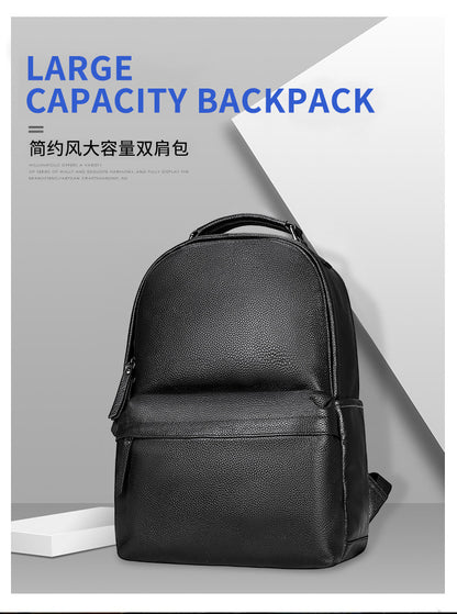 Men's backpack cowhide genuine leather high quality casual travel backpack 