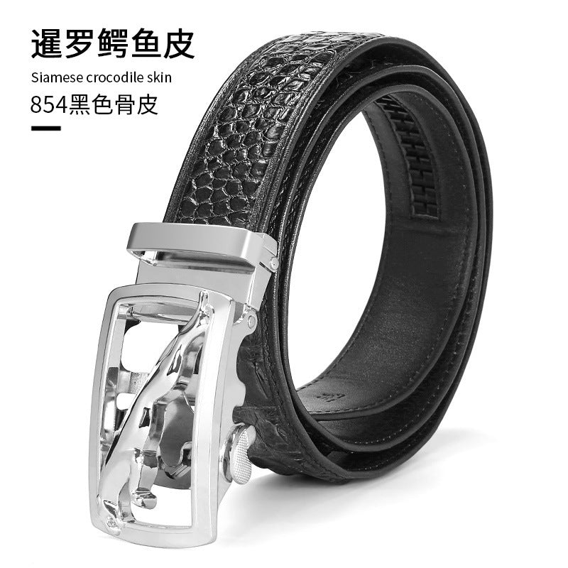 Crocodile leather genuine leather men's belt automatic buckle business casual gift present 